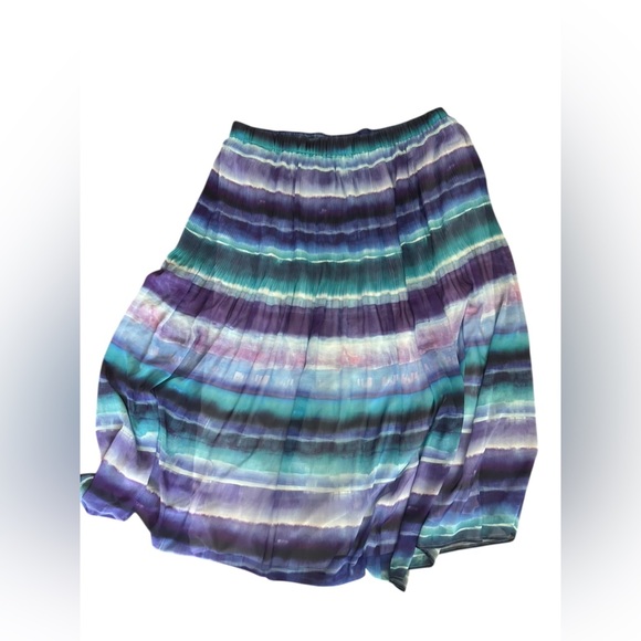 Lane Bryant Maxi Watercolor Beachy Tropical Fairycore Coastal Maxi Skirt Sz 3X - Picture 3 of 5